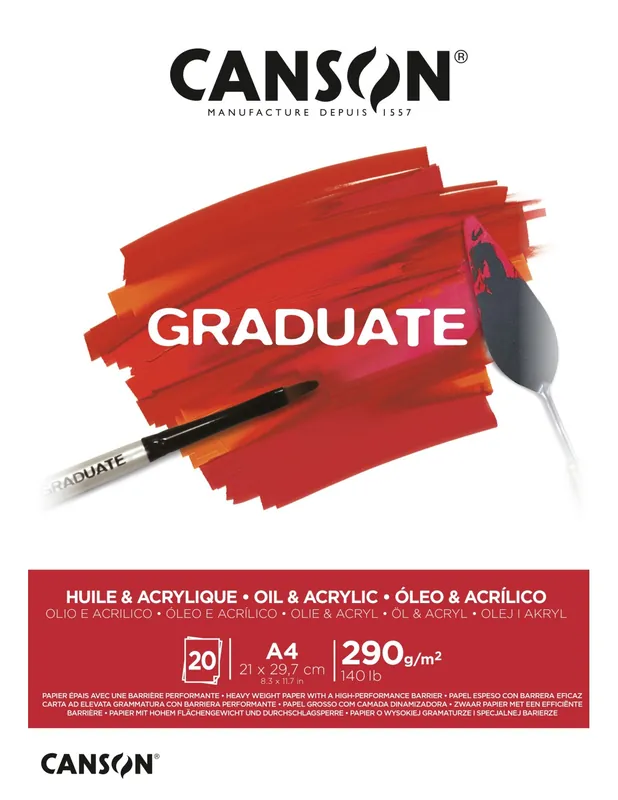 Devolución Gratuita BLOC DIBUJO CANSON GRADUATE A4 OLEO Y ACRILICO 20H 290GR