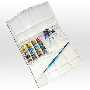 Caja acuarelas Winsor and Newton Cotman,  16 1/2 godets, 3 tubos 8 ml y 1 pincel Novedad