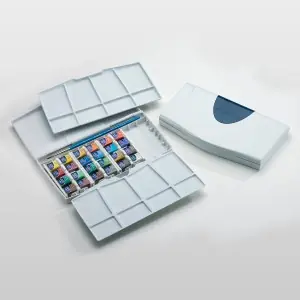 Caja acuarelas Winsor and Newton Cotman, 24 1/2 godets y pincel Favorito De Clientes