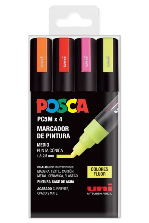 ROTULADORES POSCA 4 UDS PC5M FLUOR SET Garantía Incluida