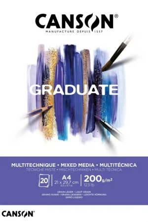 Precio Rebajado BLOC DIBUJO CANSON A4 MIX MEDIA GRADUATE 20H 200GR