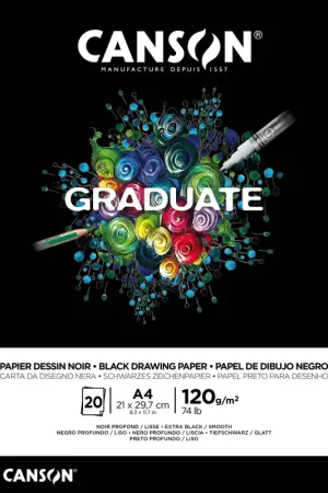 BLOC DIBUJO CANSON A4  NEGRO GRADUATE 20H 120GR Compra Hoy