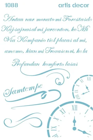 Favorito De Clientes PLANTILLA STENCIL 20X28,5CM. MANUSCRITO Y RELOJES