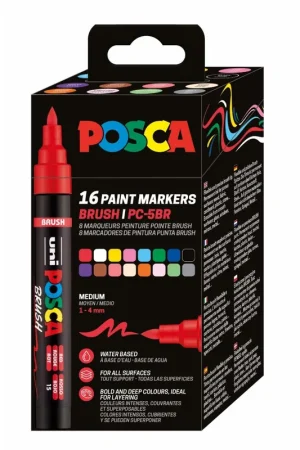 Máxima Calidad ROTULADORES POSCA 16 UDS PC5BR BASIC