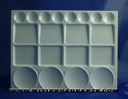 Artesanal Paleta rectangular de plástico pocillos para acrílico, acuarela o témpera Art Creation
