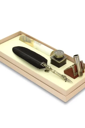 Set de escritura con pluma de oca negra Bellini Bortoletti Novedad