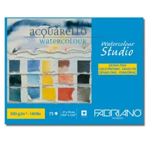 Acuarela Fabriano 300 gr, 27x35 cm, G. Fino, block 75 h. Envío Internacional