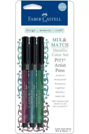 Set 3 Rotuladores Metálicos Mix and Match Pitt Artist Pen Faber-Castell Promoción