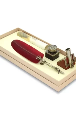 Marca Reconocida Set de escritura con pluma de oca burdeos Bellini Bortoletti