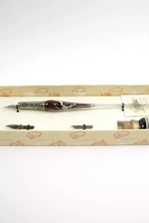 De Moda Set de escritura con pluma de Murano amatista, blanco y plata Bortoletti