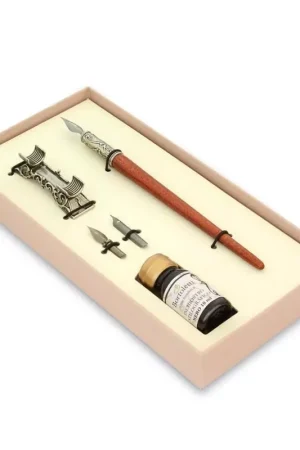 Set de escritura con pluma de madera y portapluma Bortoletti Gran Oferta