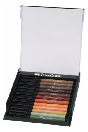 Caja 12 rotuladores Tierra Pitt Artist Pen Brush Faber-Castell Oferta Flash