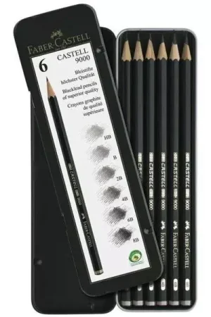 Estuche de Metal 6 lápices grafito HB-8B Castell 9000 Faber-Castell Ordenar Ahora Mismo