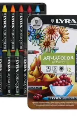 Popular Caja metálica de 12 ceras acuarelables Aquacolor Lyra