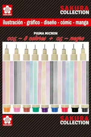 Set de 8+1 rotuladores Pigma Micron punta fina Sakura Garantía Incluida