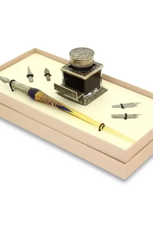 Mejor Calidad Set de escritura con pluma de Murano azul Bortoletti
