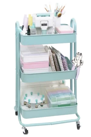 Carrito con 3 bandejas Turquesa Craftelier Mejor Calidad