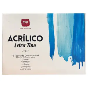 Caja de madera con 10 colores acrílicos Titan extra fino, 40 ml. ** Oferta