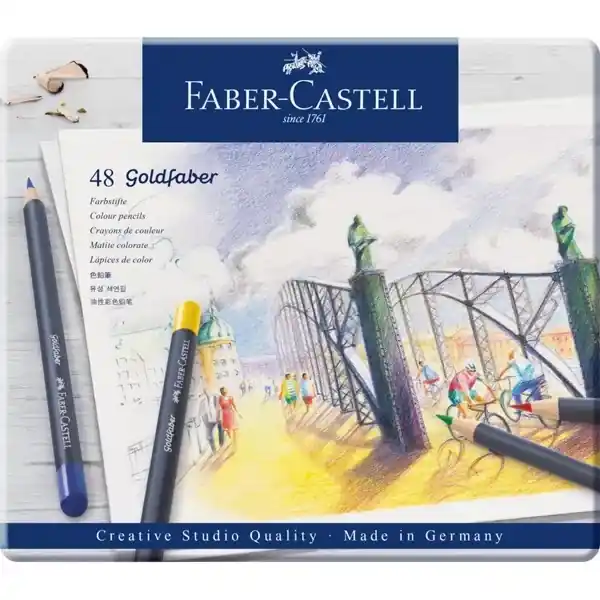 Envío Internacional Estuche de Metal 48 lápices de colores Goldfaber Faber-Castell