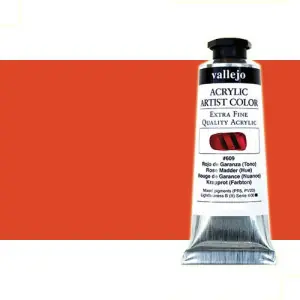 Exclusivo Acrílico Vallejo Artist n. 615 color rojo pálido quinacridona (60 ml)