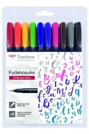 Precio Bajo Set de 10 rotuladores Fudenosuke Punta dura Tombow