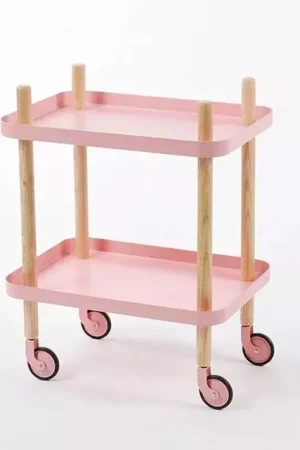 SUPER OFERTA **40%** Carrito de diseño con 2 bandejas Rosa Venta Final