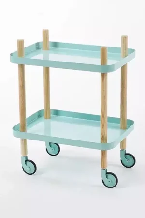 SUPER OFERTA **40%** Carrito de diseño con 2 bandejas Turquesa Pedido Al Por Mayor