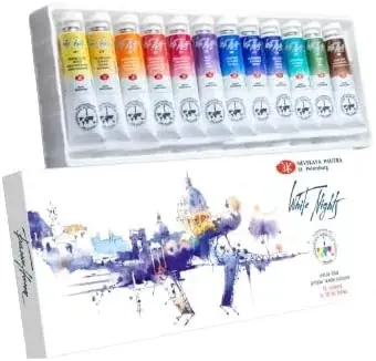 Caja de acuarelas 12 tubos White Nights 10ml Económico