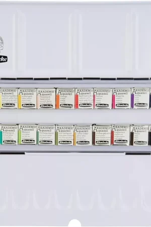Precio De Oferta Caja metálica 24 medios godets de acuarela Akademie Schmincke