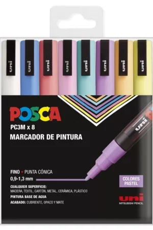 Envío Inmediato Estuche 8 rotuladores PC3M Colores Pastel Uni Posca