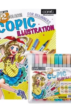 Set 12 rotuladores Copic Ciao con libro Illustration for beginners Profesional