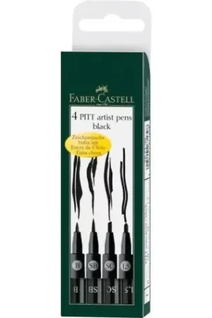 Entrega Rápida Set 4 rotuladores Negro XS-M Pitt Artist Pen Faber-Castell
