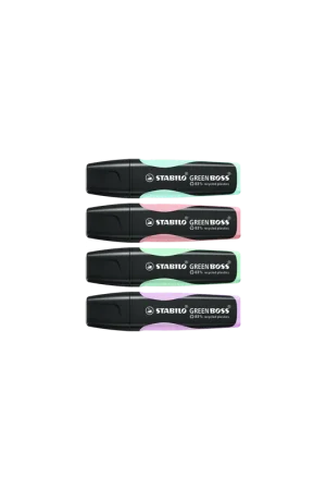 Oferta De Temporada ESTUCHE WALLET 4 STABILO GREEN BOSS COLORES PASTEL SURTIDOS STABILO 6070/4-2