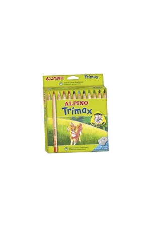 Exclusivo ESTUCHE CARTON 12 UNIDADES LAPICES TRIANGULARES TRIMAX 5,4MM. COLORES SURTIDOS ALPINO AL000113