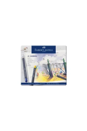 ESTUCHE DE METAL CON 48 LÁPICES DE COLORES GOLDFABER. FABER CASTELL 114748 Alta Calidad