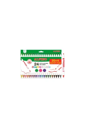 ROTULADORES ALPINO DOBLE PUNTA CAJA 20+4 COLORES Auténtico