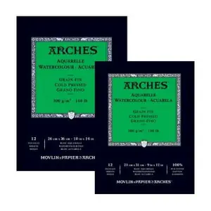 Entrega Rápida Acuarela Arches 300 gr, 23x31 cm, G. Fino, bloc 12 h.