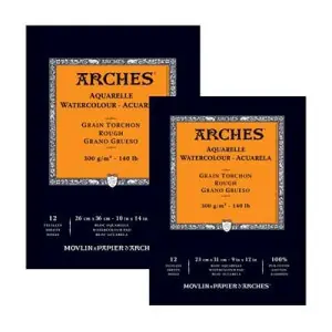 Acuarela Arches 300 gr, 26x36 cm, G. Grueso, block 12 h. Gran Oferta