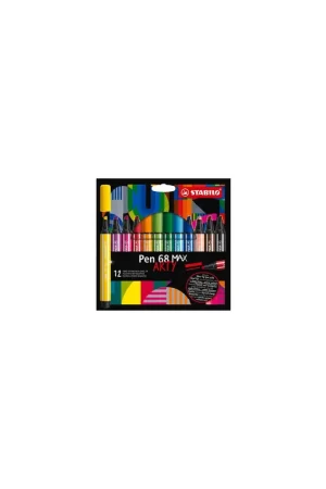 ESTUCHE ARTY CON 12 COLORES-ROTULADOR PREMIUM CON PUNTA BISELADA PEN 68 MAX STABILO 768/12-21 Última Oportunidad