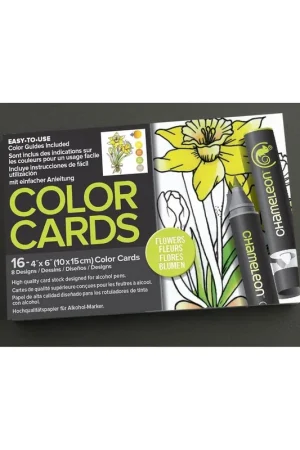 chameleon color cards Flowers, Postales para colorear temática flores Imprescindible (Must-Have)