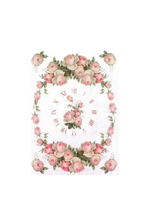PAPEL DE ARROZ 35X50 RELOJ/ROSAS CALAMBOUR Nuevo Modelo