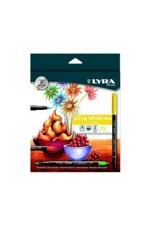 Rotuladores Aquarelables Aqua Bruos duo de Lyra, caja de 12 colores. Premium