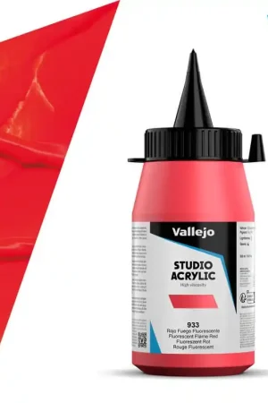 Mayoreo ACRÍLICO VALLEJO STUDIO Nº933 ROJO FUEGO FLUORESCENTE 500 ML