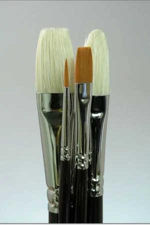 Hecho A Mano Pack de 4 pinceles pelo de cerda natural ideales para óleo