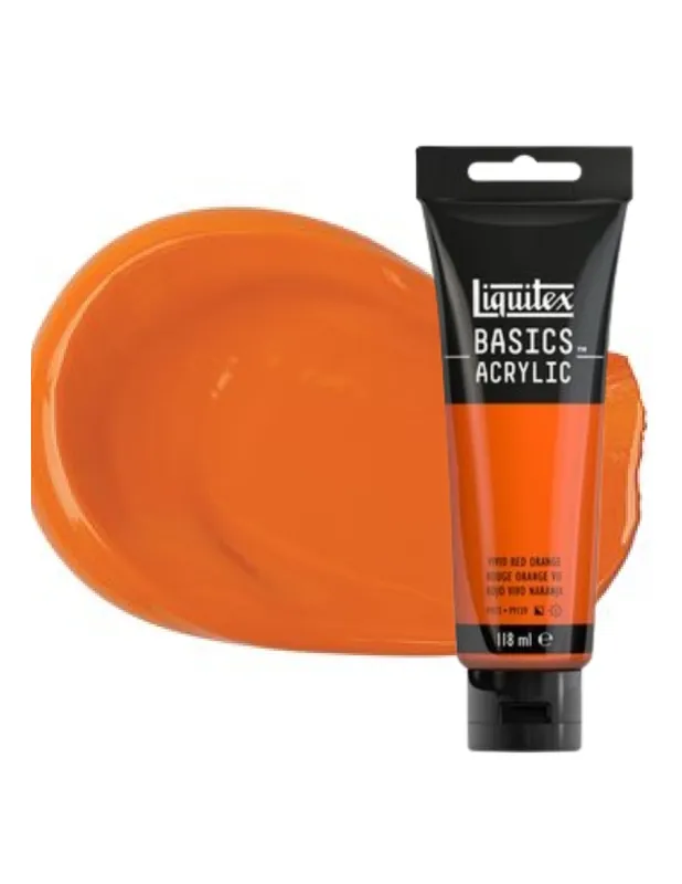 LIQUITEX ACRILICO BASICS 22ML ROJO VIVO NARANJA Garantía De Devolución De Dinero