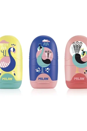 SACAPUNTAS Y GOMA MILAN CAPSULE PEACOCK AMARILLO Máxima Calidad