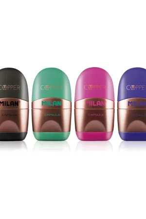 Oferta SACAPUNTAS Y GOMA MILAN CAPSULE METALICA NEGRO