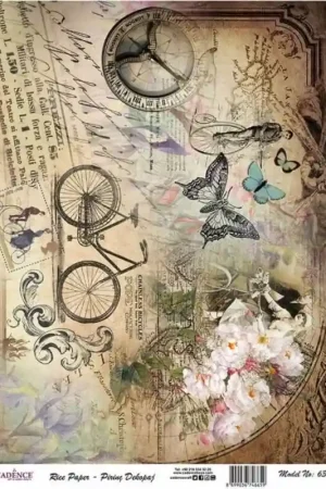 PAPEL ARROZ CADENCE Nº639 BICI Y MARIPOSAS 30x41 Oferta Especial