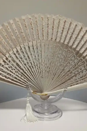 ABANICO MADERA PARA NOVIA BLANCO 23 CM Oferta Especial