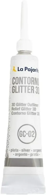 Oferta Especial CONTORNO DE RELIEVE LA PAJARITA CG-02 GLITTER PLATA 20 ML